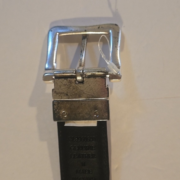 Mens Reddish Brown Leather Belt Reversible Silver Buckle Sz.M/L - Picture 8 of 10